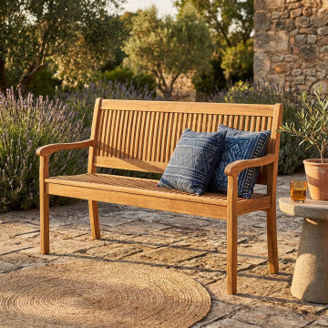 Panca in legno di acacia massiccio, dimensioni 120x62x88 cm