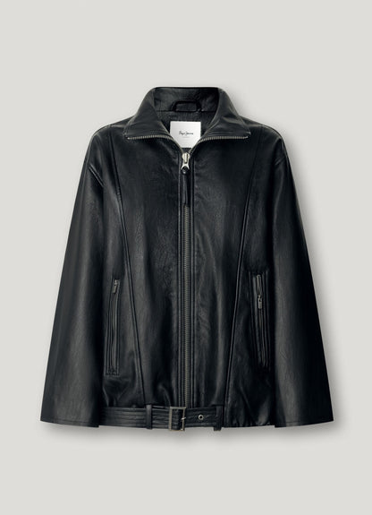 Pepe Jeans giacca in pelle sintetica Lina PL4024525 nera