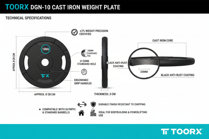 Toorx Disco Ghisa 10kg DGN-10 Foro 25mm | Pesi Palestra Professionali