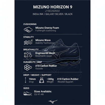 Mizuno Horizon 9 Scarpa Running Uomo Blu Notte - J1GC262602