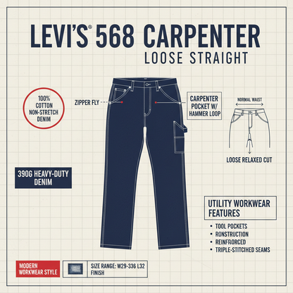 Levi's Jeans 568 Carpenter Loose Straight 558490033 Medium Indigo Blue Men