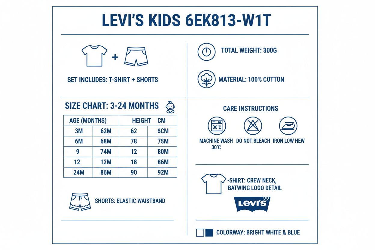 Levi's Kids Completo Bambino 6EK813-W1T Bianco Blu T-shirt Shorts