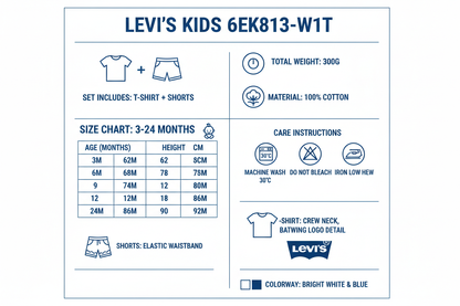 Levi's Kids Completo Bambino 6EK813-W1T Bianco Blu T-shirt Shorts