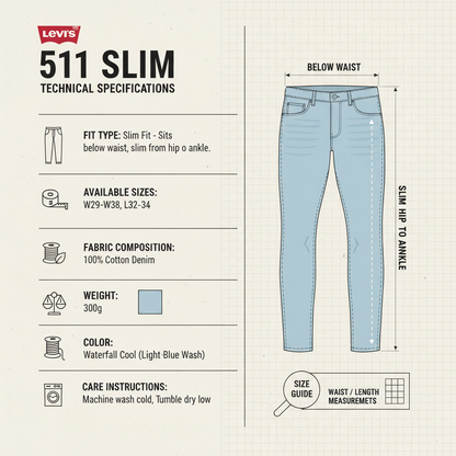Levi's Jeans 511 Slim 045116323 Waterfall Cool Uomo
