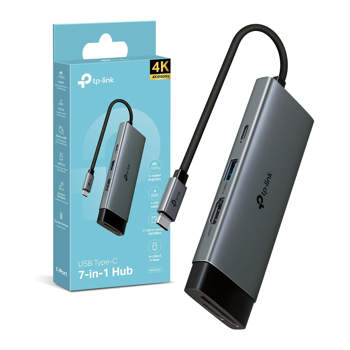 UH7021C Hub USB C 7 in 1, HDMI 4K@60Hz, SD & MicroSD UHS-I