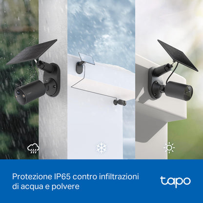 Tapo C411 KIT Telecamera WiFi Esterno 2K 3MP Batteria con Pannello Solare