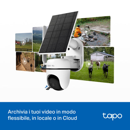 Tapo C615G KIT Telecamera 4G LTE Esterno 2K 3MP con Pannello Solare, 360° PTZ