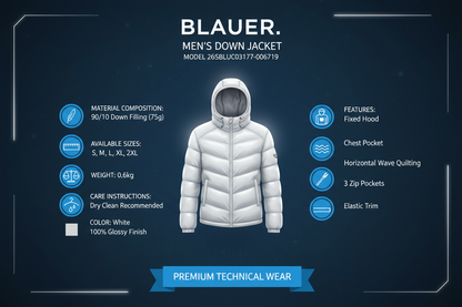 Blauer uomo piumino leggero ad onda  con cappuccio e tasca 26SBLUC03177-006719 100 Bianco