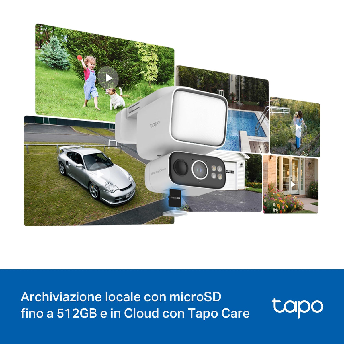 Tapo C615F KIT Telecamera WiFi Esterno 2K 3MP con Pannello Solare, 360° PTZ