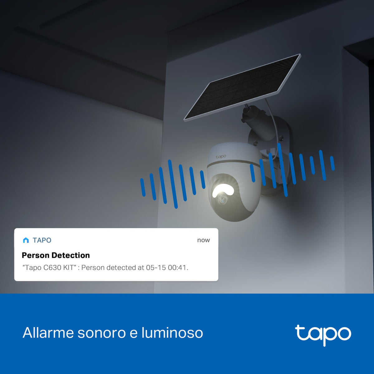 Tapo C630 KIT Telecamera WiFi Esterno 3K 5MP Senza Fili con Pannello Solare, 360° PTZ