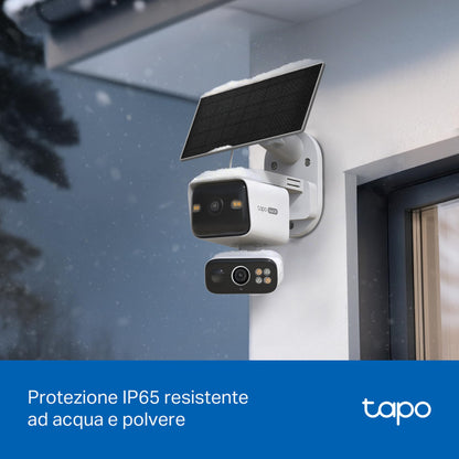 Tapo C645D KIT Telecamera WiFi Esterno 2K Doppio Obiettivo Solare, 360° PTZ