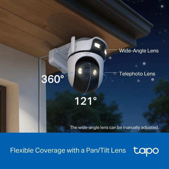 Tapo C545D Telecamera WiFi Esterno Doppio Obiettivo 2K 3MP, 360° PTZ