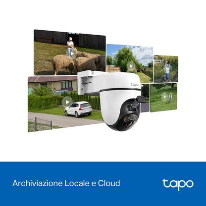 Tapo C630 KIT Telecamera WiFi Esterno 3K 5MP Senza Fili con Pannello Solare, 360° PTZ