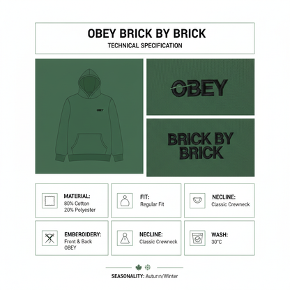 Obey Felpa Brick by Brick 112480103 Ivy Verde