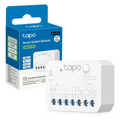 Tapo S110E Modulo Smart Relè WiFi Bluetooth, Contatto Asciutto/Bagnato