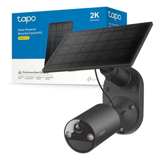 Tapo C411 KIT Telecamera WiFi Esterno 2K 3MP Batteria con Pannello Solare