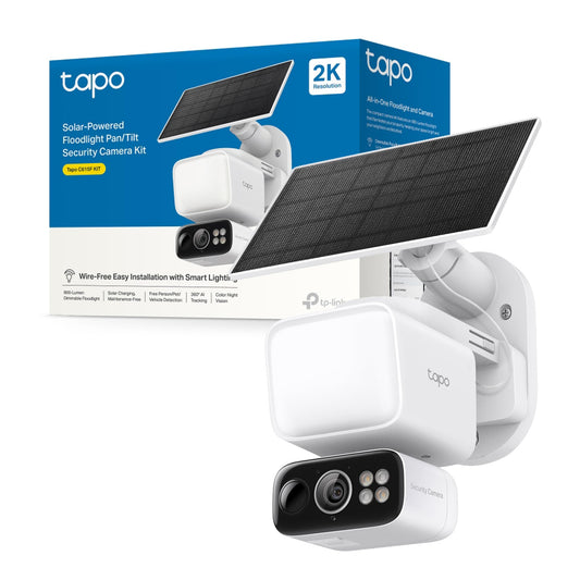 Tapo C615F KIT Telecamera WiFi Esterno 2K 3MP con Pannello Solare, 360° PTZ