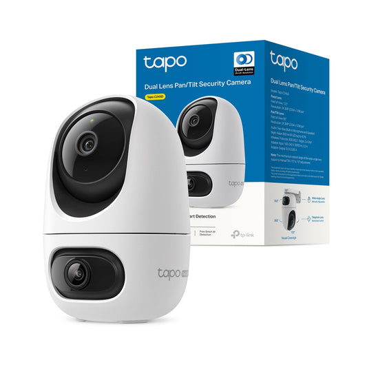 Tapo C245D Telecamera WiFi Interno Doppio Obiettivo 2K+2K, 360° PTZ