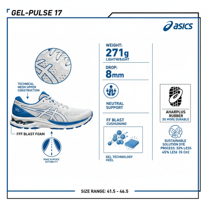 Asics GEL-PULSE 17 Scarpa Running Uomo Nero Blu - 1011C153-002