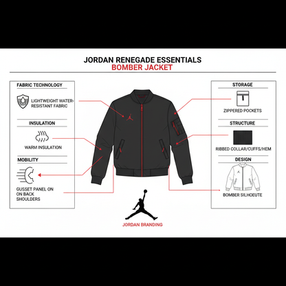 Jordan Giacca Bomber Renegade Essentials FB7316-010 Nero Uomo