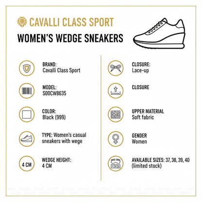 Cavalli Class Sport sneakers casual da donna con zeppa S00CW8635 999 nero