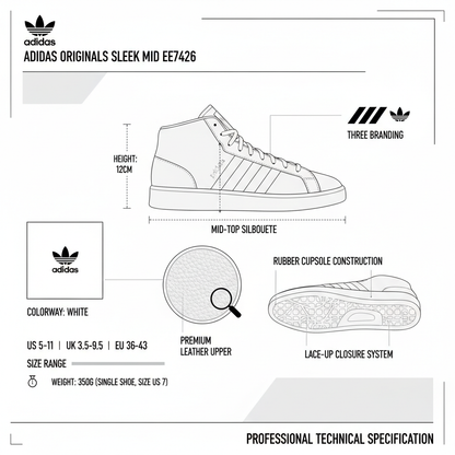 Adidas Originals scarpa sneakers da donna Sleek Mid EE7426 bianco