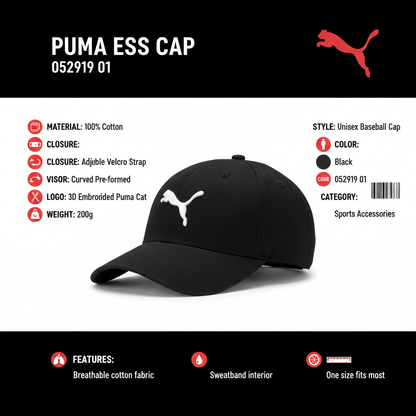 Puma ESS Cap 052919 01 | Cappellino Unisex Visiera Curva Nero