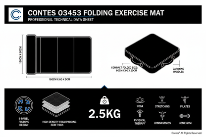 Contes  Tappetino Pieghevole Imbottito 03453 - Nero Argento per Fitness e Yoga