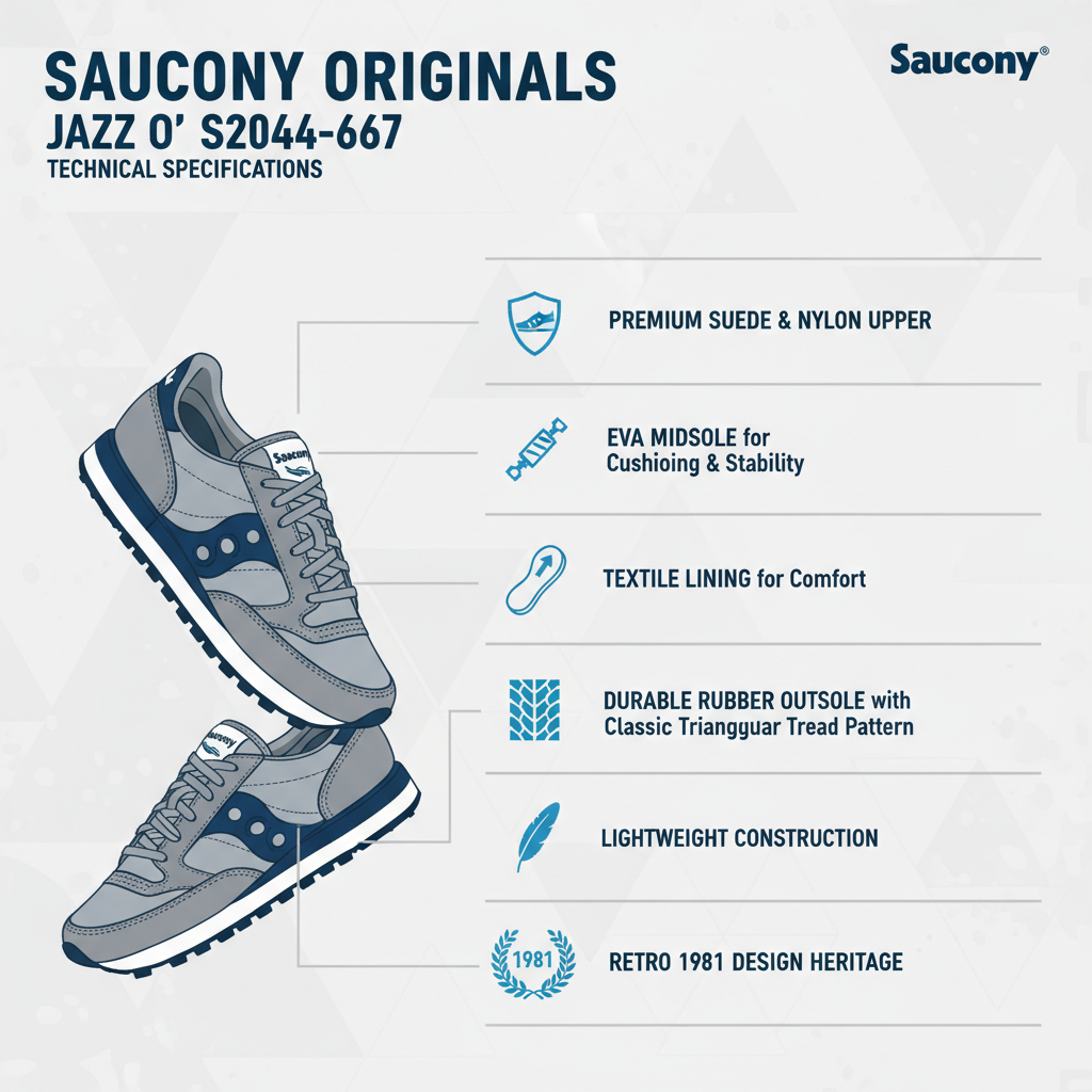 Saucony Jazz Original S2044-667 Sneakers Uomo Grigio Navy