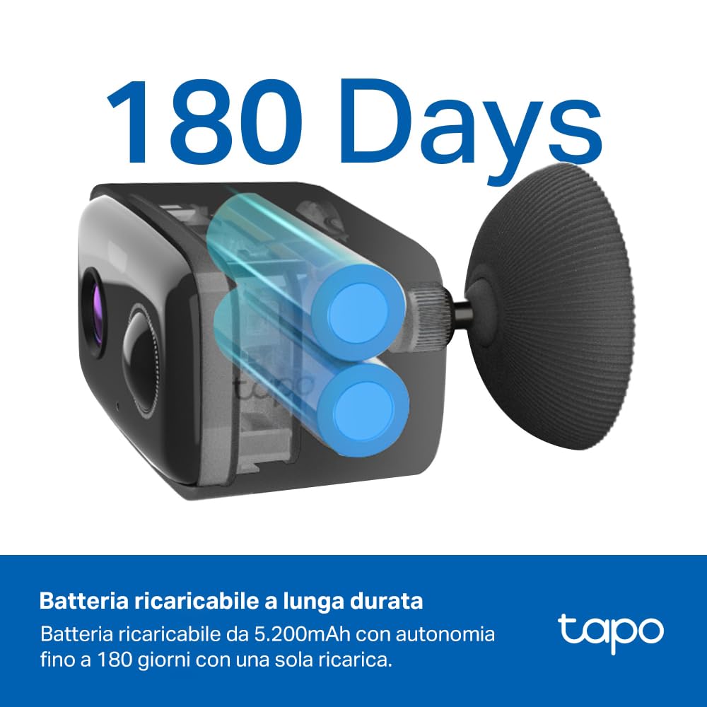 Tapo C401 Telecamera WiFi Esterno FHD 2MP Batteria 180 Giorni, IP65