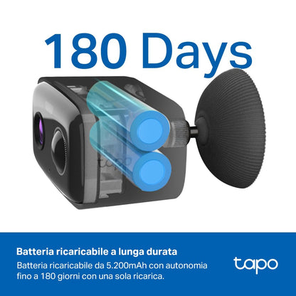 Tapo C401 Telecamera WiFi Esterno FHD 2MP Batteria 180 Giorni, IP65
