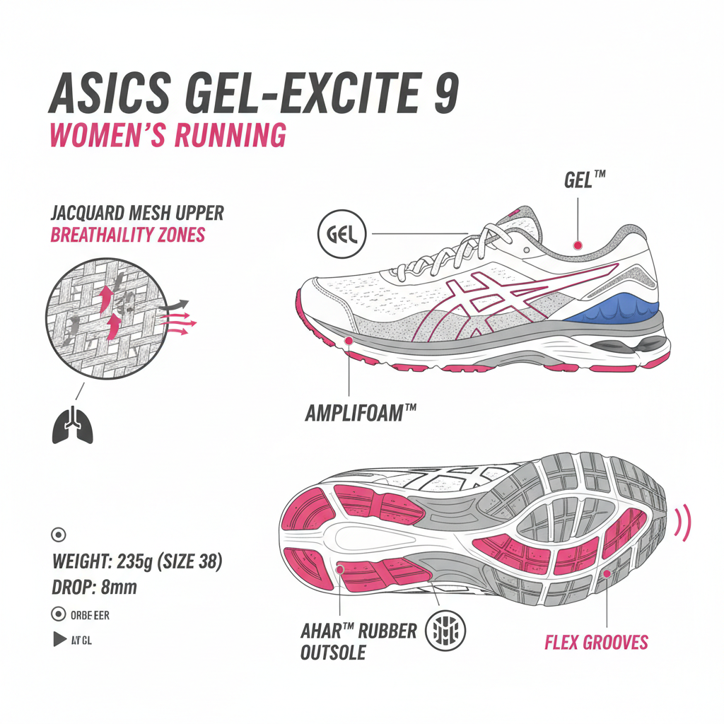 Asics Gel Excite 9 1012B182-029 Oyster Grey Fruit Punch Scarpa Running Donna