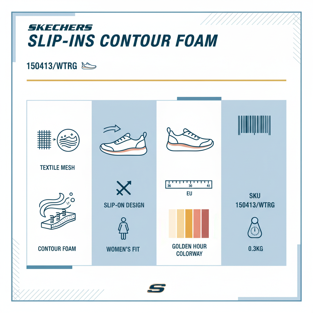 Skechers Slip-ins Contour Foam Lifestyle Sneakers Donna Bianco Rosa Oro - 150413/WTRG