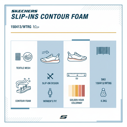 Skechers Slip-ins Contour Foam Lifestyle Sneakers Donna Bianco Rosa Oro - 150413/WTRG
