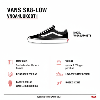 Vans scarpa sneakers bassa unisex Sk8-Low VN0A4UUK6BT1 nero-bianco
