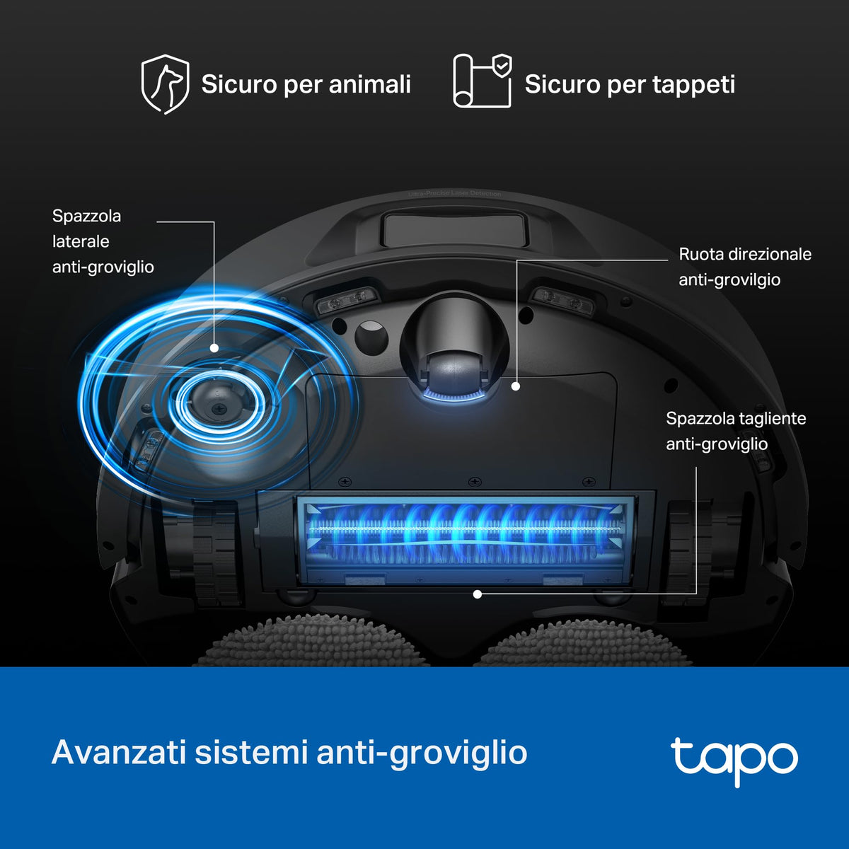 Tapo RV50 Pro Omni Robot Aspirapolvere Lavapavimenti 15000Pa con Base All-in-One