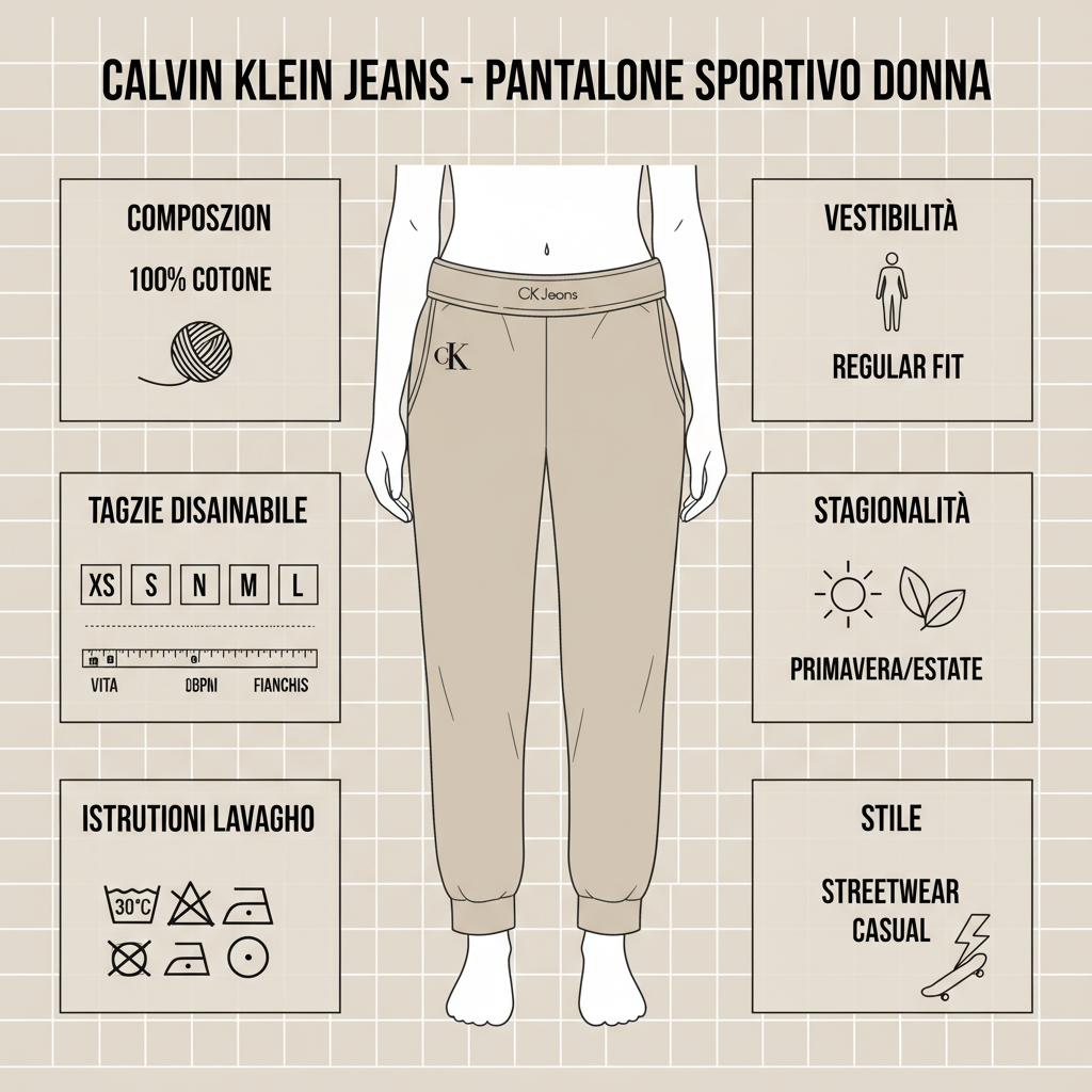 Calvin Klein Jeans Pantalone Sportivo Donna LV047E225GYAC Beige