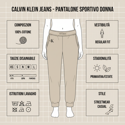 Calvin Klein Jeans Pantalone Sportivo Donna LV047E225GYAC Beige