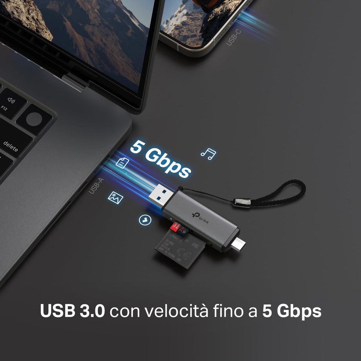 UA430D Lettore di Schede SD & MicroSD, USB 3.0 Type-C & A