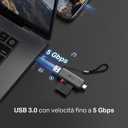 UA430D Lettore di Schede SD & MicroSD, USB 3.0 Type-C & A
