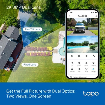 Tapo C545D Telecamera WiFi Esterno Doppio Obiettivo 2K 3MP, 360° PTZ