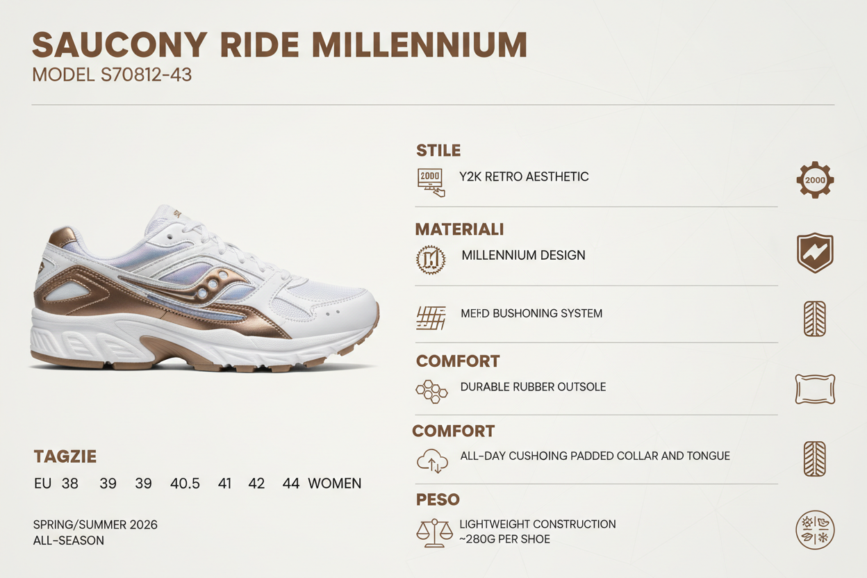 Saucony Sneakers Donna Ride Millennium S70812-43 Bianco Bronzo