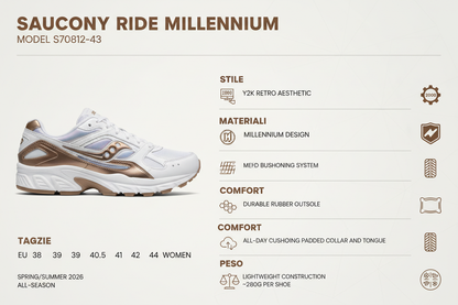 Saucony Sneakers Donna Ride Millennium S70812-43 Bianco Bronzo