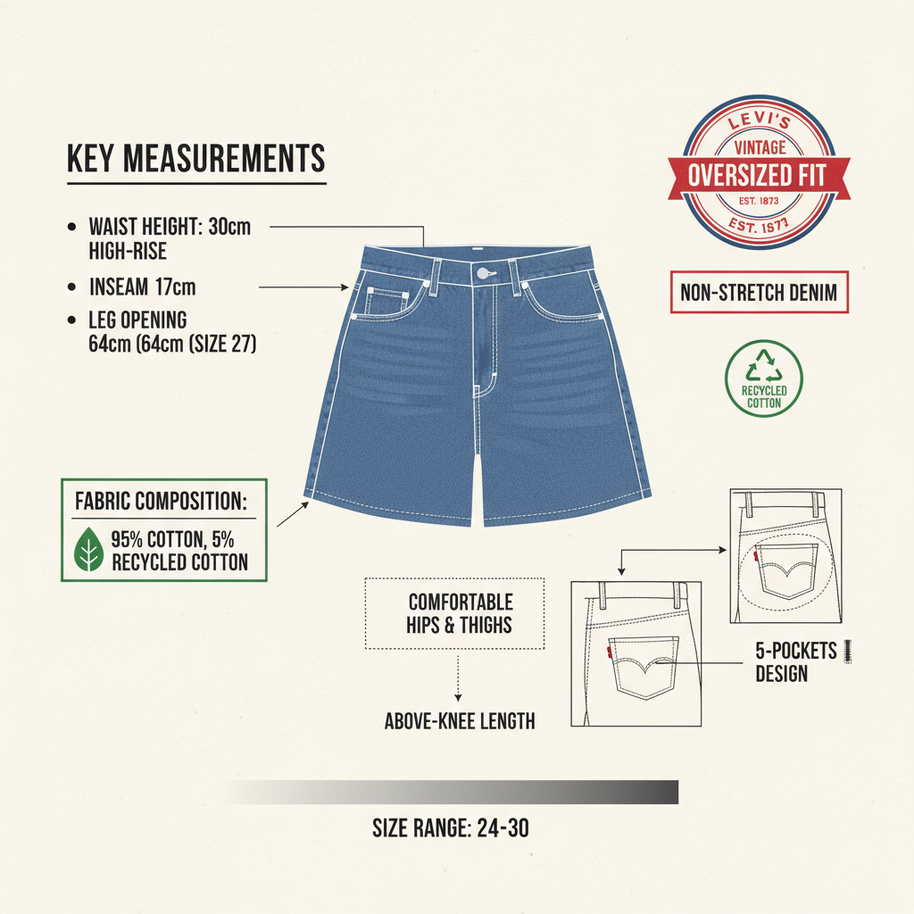 Levi's Women's High-Waisted Oversized Shorts A93110005 Worn Memory Blue