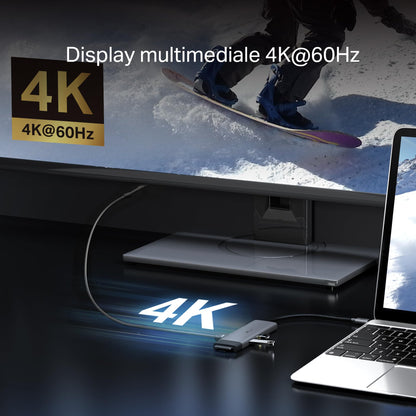 UH7021C Hub USB C 7 in 1, HDMI 4K@60Hz, SD & MicroSD UHS-I