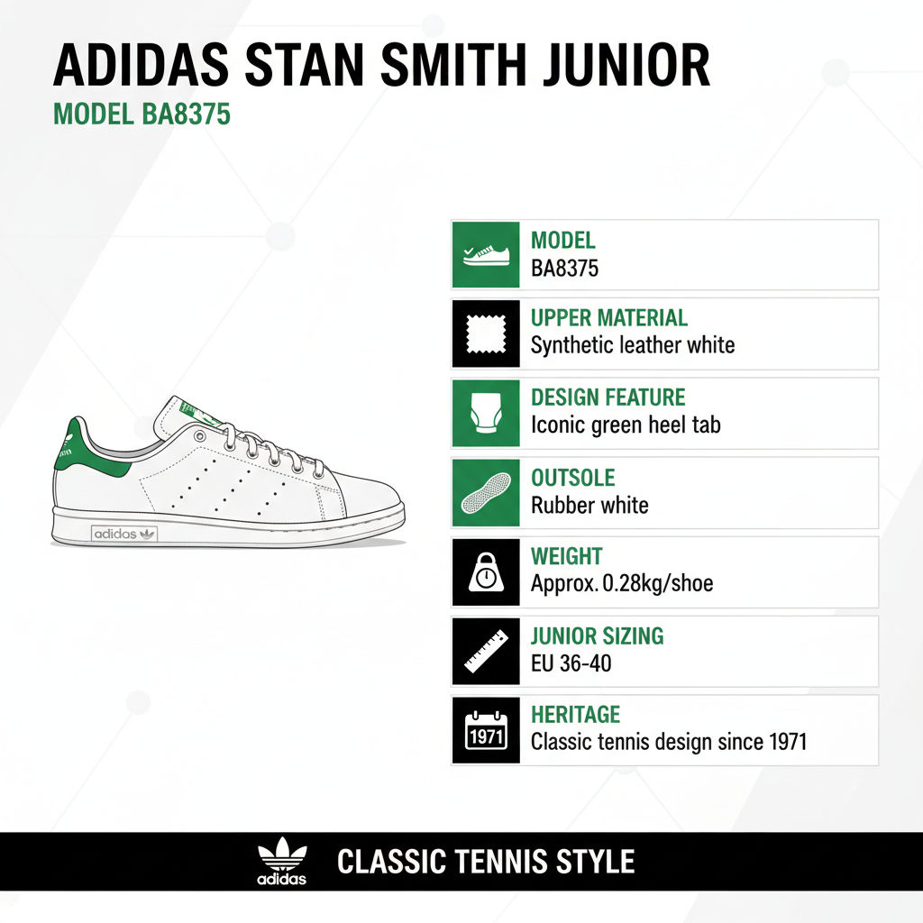 Adidas Originals Lifestyle Sneakers Junior Bianco Verde Stan Smith - BA8375