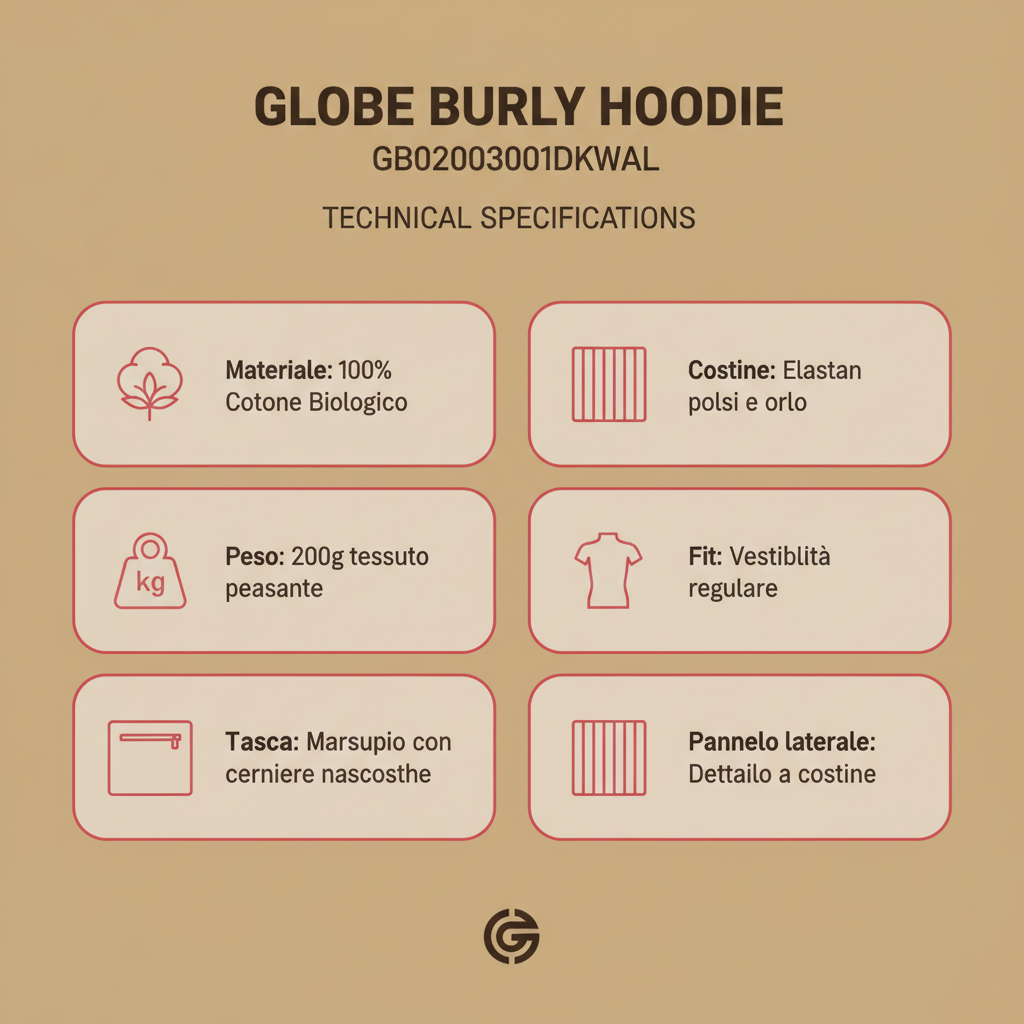 Globe Burly Hoodie GB02003001DKWAL Dark Walnut Felpa Uomo