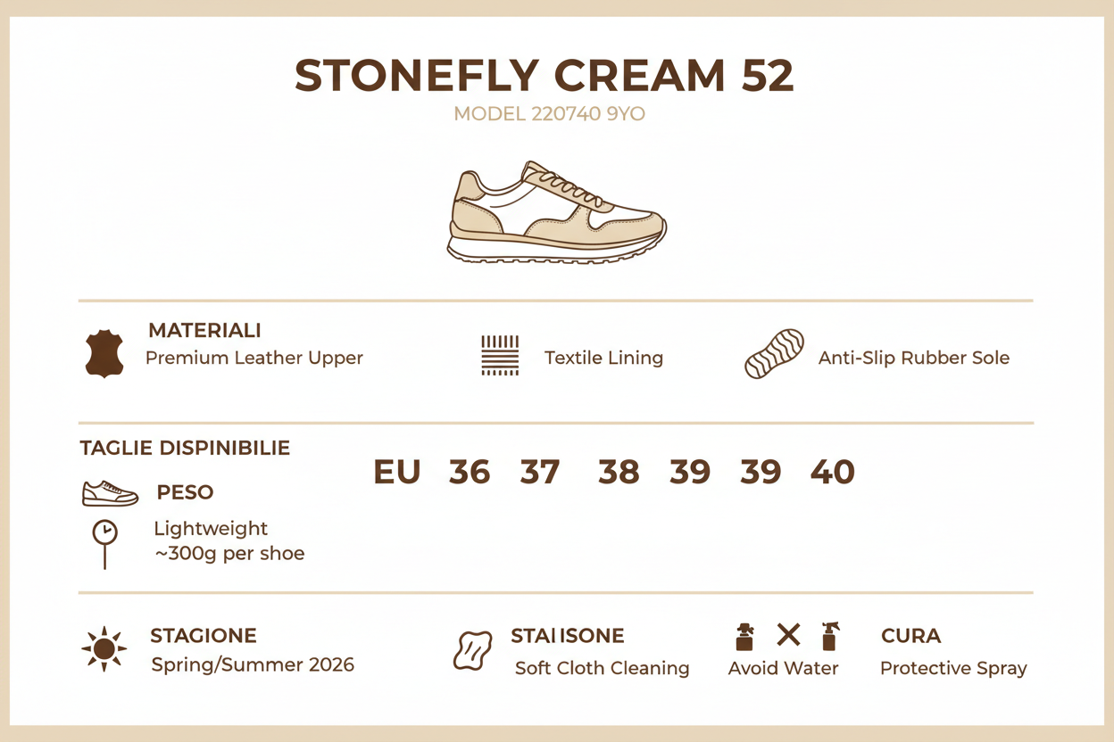 Stonefly Sneakers Donna Cream 52 220740 9YO Beige Marrone