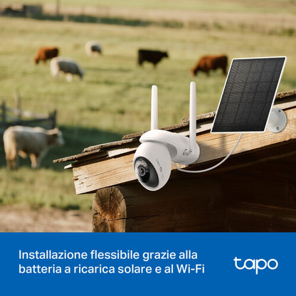 Tapo C665G KIT Telecamera 4G LTE Esterno 4K 8MP con Pannello Solare, 360° PTZ