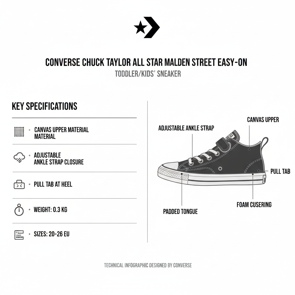 Converse Chuck Taylor All Star Malden Street Easy-On A15842C Nero Grigio Sneakers Bimbo